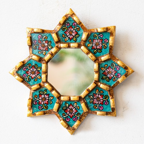 Handmade Small Accent Wall Mirror set of 3 | Peruvian Decorative mirrors of 6in - Picture 8 of 10