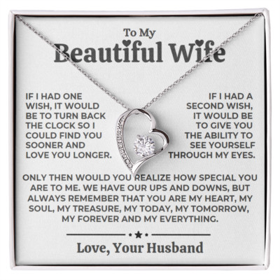 To My wife Birthday Anniversary Gift Heart Pendant Necklace Heartfelt Message