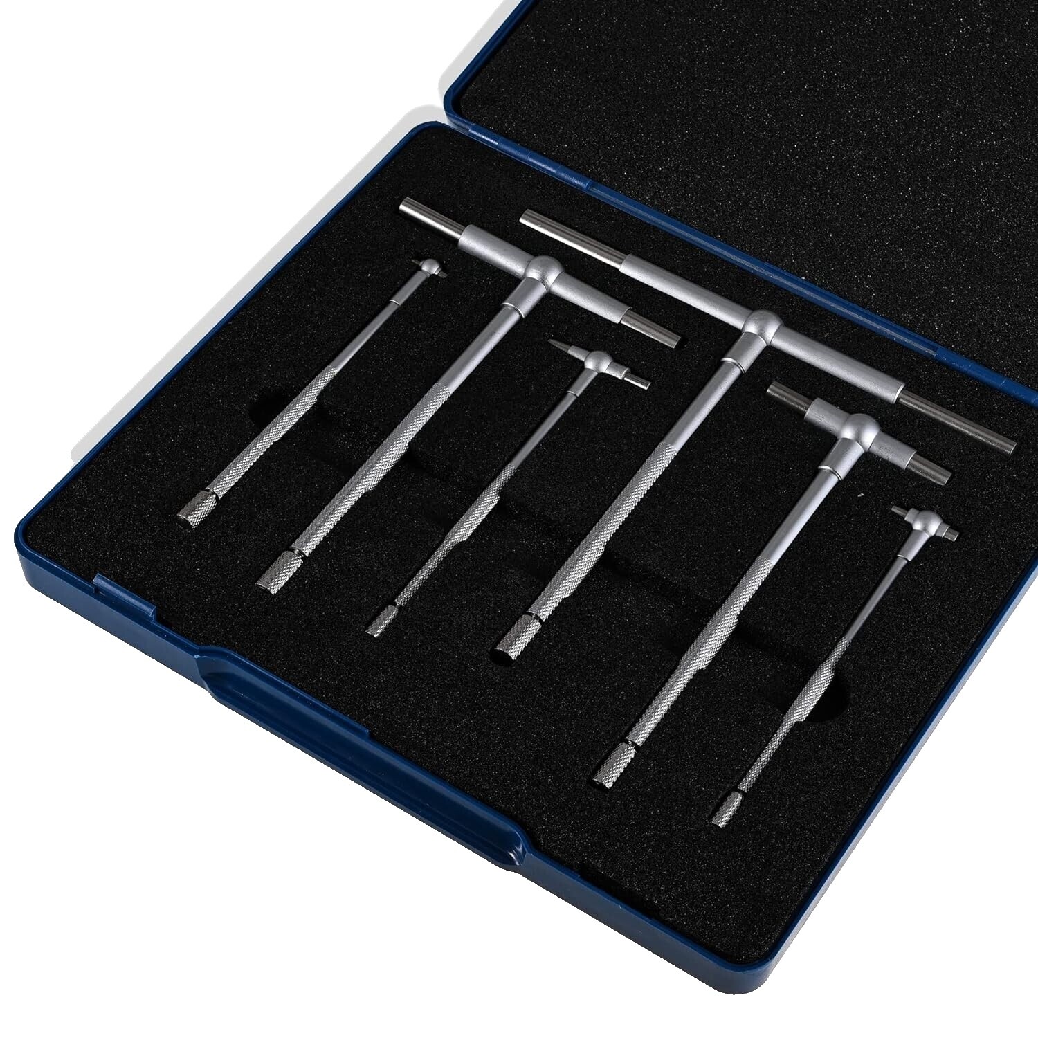 Shars 5/16"-6" Telescoping Gage Set | 6-Piece Premium Satin Chrome Finish | For Measuring Holes, Slots & Recesses | With Fitted Case