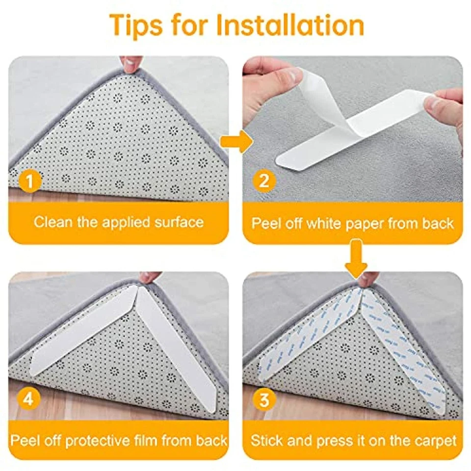16件装地毯抓手适用于小地毯,防滑硬木地板,地毯垫 — 第 2/4 张图片