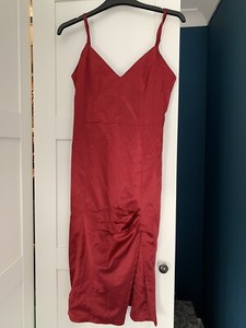 oh polly red silk dress
