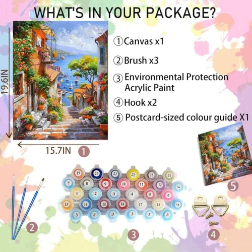 Landscape Paint by Numbers Kit for Adults- Sea View Adult Paint by Number Kits o - Picture 3 of 7