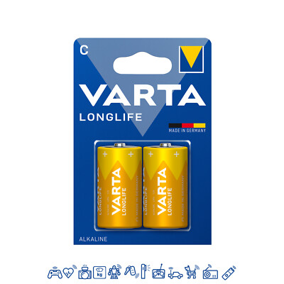 8 x Varta Longlife 4114 Baby C LR14 Alkaline Batterie 1,5V - 4 x 2er Blister