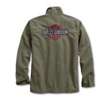NEW Harley Davidson Military Style Olive Green Slim Fit Shirt Jacket Size Medium