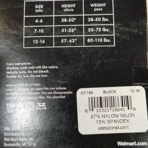 George Footless Tights - Large Fashion Tights Girls - Size 12-16 - Black - NEW - Picture 4 of 4