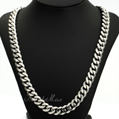 Men's Curb Cuban Chain Necklace Stainless Steel 11mm 18''-36'' Valentine's Gift