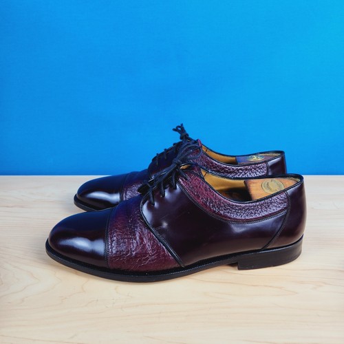 Mezlan Darian Mens Size 9 Shoes Burgundy Cordova Leather Ostrich derby Shoes - Picture 5 of 12