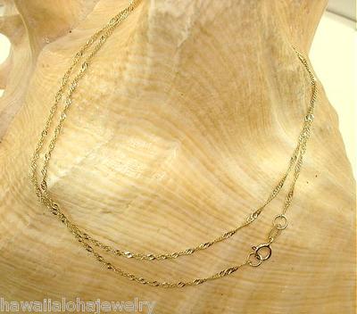 1.3MM SOLID 14K YELLOW GOLD DIAMOND CUT SINGAPORE CHAIN NECKLACE 16-24 ...