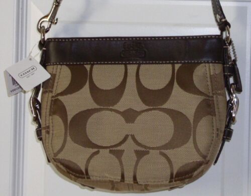 NWT COACH 41856 Zoe Signature Top Handle Pouch Brown