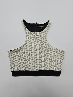 Express Damen Sport-BH mit Reißverschluss vorne geometrisch schwarz weiß Größ...