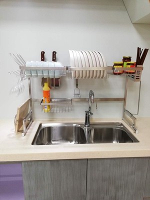 Stainless Steel Dish Drying Rack Over Kitchen Sink, Dish and Utensil Organize...