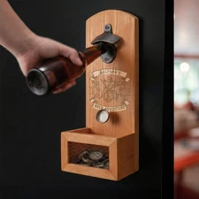 Personalised Wall Mounted Wooden Bottle Opener & Cap Collector