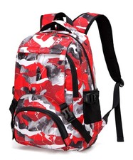 Kids Backpack For Girls Boys Elementary Middle School Bookbag Camo Red