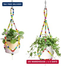 2 Pack Macrame Plant Hangers with 2 Hooks, 17.9inch/16.7inch Bead Hanging Plante