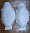 Set Of Two (2) VTG  Glasbake Fish White Made in USA J-2145 Approx 9.25" x 5-5/8" — photo 5