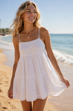 American Eagle Outfitters Mini Dress Women's L White Cotton Eyelet Lace Coverup