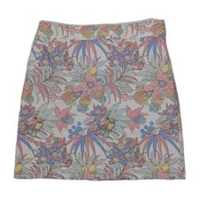 Talbots A-Line Pencil Skirt Pastel Beach Tropical Print With Parrots Size 4