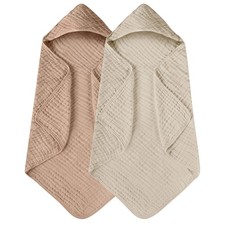 Yoofoss Hooded Baby Towels for Newborn 2 Pack 100 Muslin Organic Cotton Baby