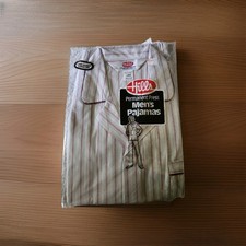 Vintage NOS HILLS Dept Mens Permanent Press Pajamas Large Nos Button Down LS