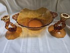 Rare Cambridge Glass Gloria 3 PIECE CONSOLE SET — photo 1