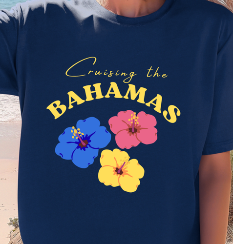 Bahamas Hibiskus Blumen T-Shirt | Karibik Urlaub Tee, Segeln und Kreuzfahrt - Bild 1 von 13