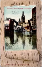 Grand Ave Bascule Bridge Milwaukee 1909 - Half Tone Postcard