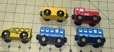Lot Of 5 Magnetic Wooden Trains Locomotive Compatible With Thomas/Brio Tracks