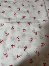 Vtg Lightweight Cotton Red Softer White Nautical Fabric Anchor 42" x 53"L