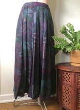 Vintage Geiger of Austria -Pleated Midi Skirt 100 Wool Butterfly, S EU40