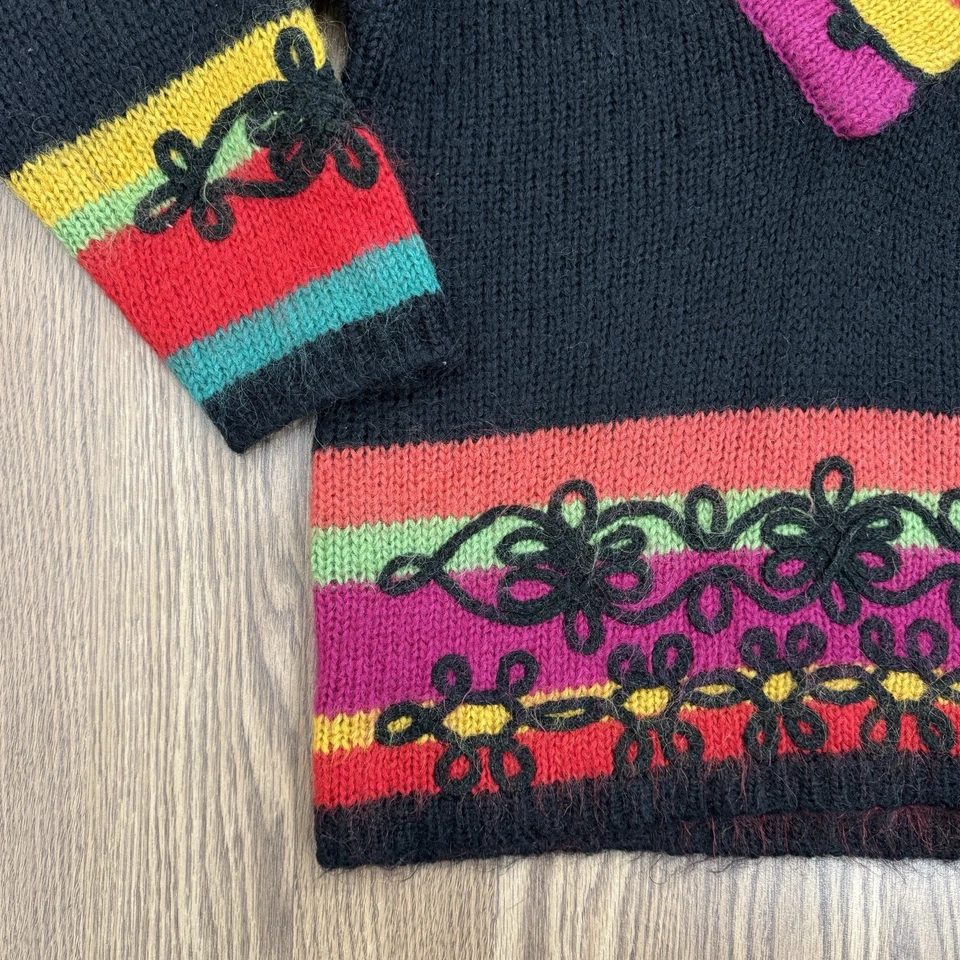 Винтажный ограниченный свитер женщин S Rainbow Mohair ретро 90-х искусства хиппи большого размера - Изображение 4 из 4