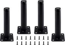 4Pcs Adjustable Furniture Legs, 5 Inch / 127Mm Black Metal Support Feet Heavy