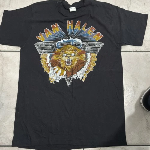 80's Van Halen American Rock Band Black Large T Shir 1980s vintage concert t-shirt, vintage, size L, single stitch, B+ condition