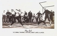 1944 RPPC US NAVAL STATION Play Ball postcard
