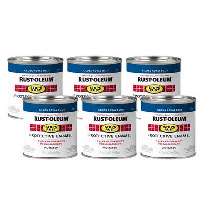 Rust-Oleum 7727730-6PK Stops Rust Brush On Paint, Half Pint, Gloss Royal Blue...