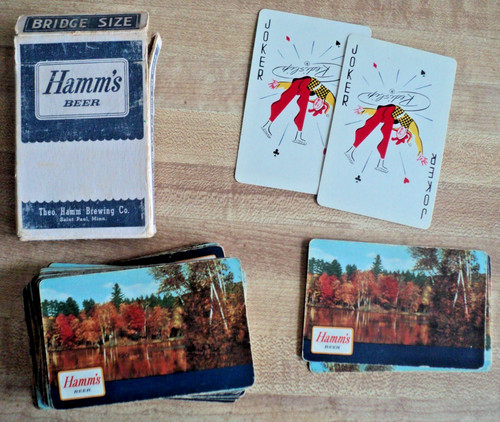 vintage HAMM'S BEER Lake Scene DECK OF PLAYING BOXED CARDS Bridge Size in Box