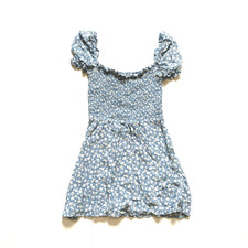 Reformation Orangerie Smocked Mini Dress Womens Small Blue White Floral Print