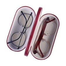 Double Glasses Case Hard Shell Dual Eyeglasses Case Protective for 2 Pairs Red