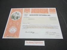 BERKSHIRE HATHAWAY INC. ORG stock certificate COPY of original document item #58