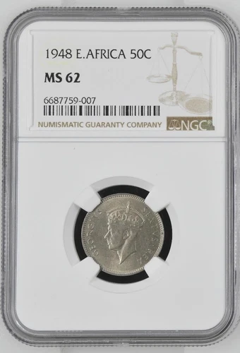 British East Africa 50 Cents 1948 NGC MS 62