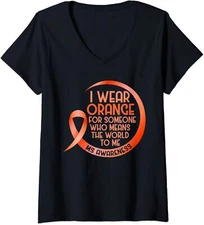 I Wear Orange For Ms Awareness Multiple Sclerosis Ladies' V-Neck Tshirt