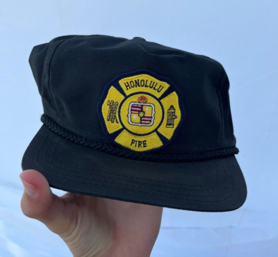Vintage Honolulu Fire Department Hawaii Hat Cap with Leather Strap