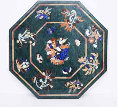18'' antique green marble Table Top Inlay Pietra Dura Coffee center mosaic l6