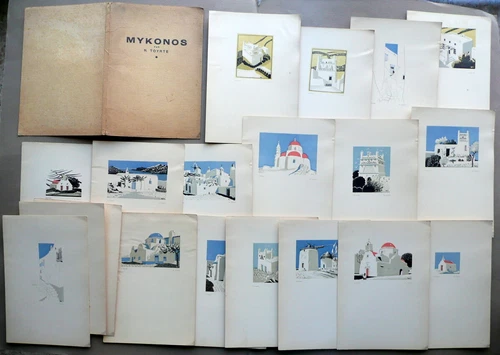 Mykonos par R. Toyrte Tourte Folder 20 Lithographs Greece 1920 Circa Rare