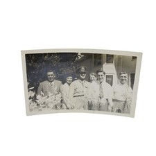 WWII Family Photo w/ Soldier House 88682 Vintage Candid Snapshot