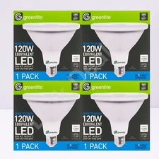 4 Pack Greenlite 120W Equivalent PAR38 Flood light Sensor 12W LED Dusk To Dawn