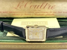 lecoultre 10 ktgf tank mechanical vintage swiss wristwatch with box & paper