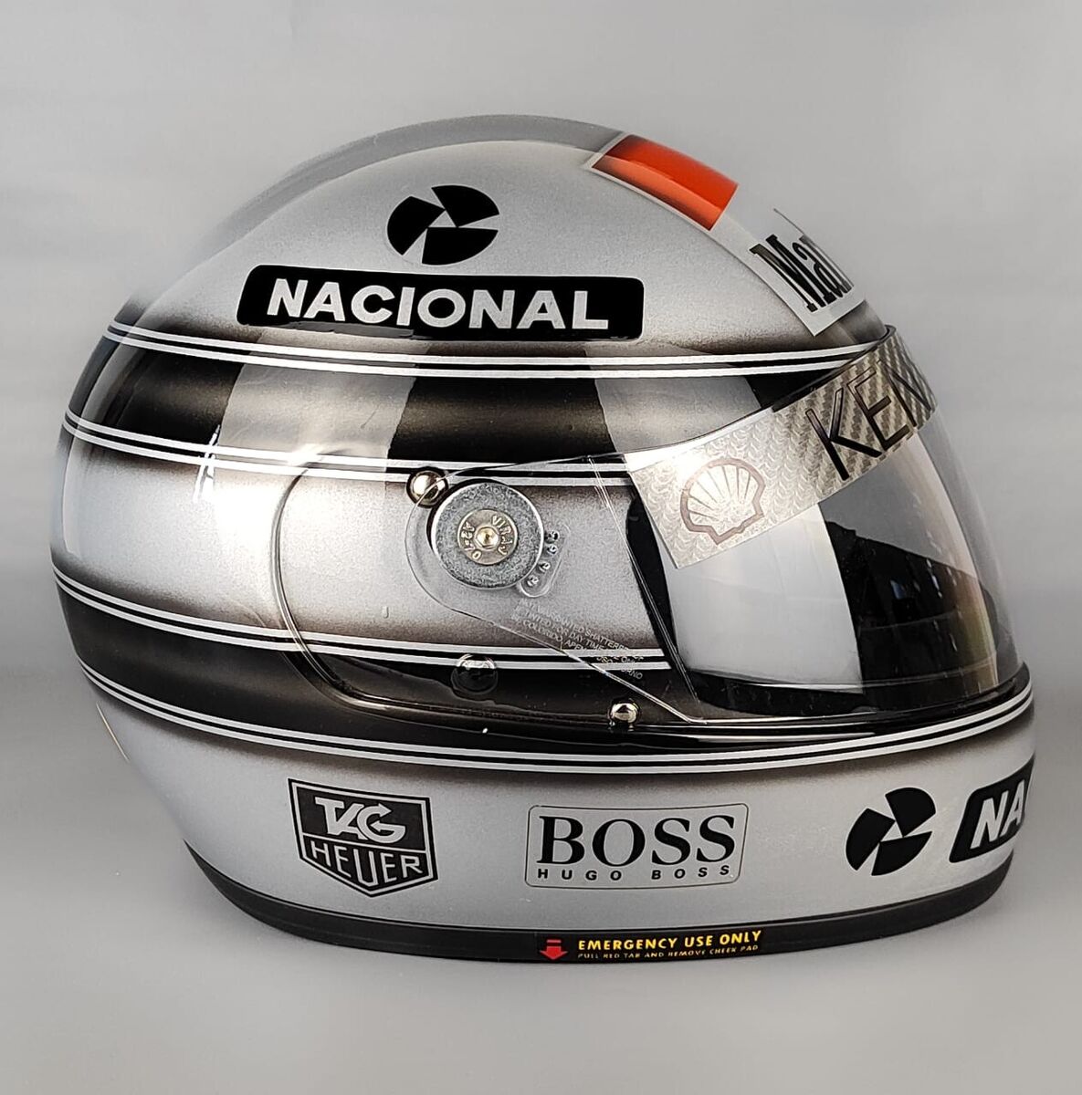 Ayrton Senna 1993 Helmet - Special Silver Chrome - 1:1 Scale Ayrton Senna 1993 Helmet - Special Silver Chrome - 1:1 Scale