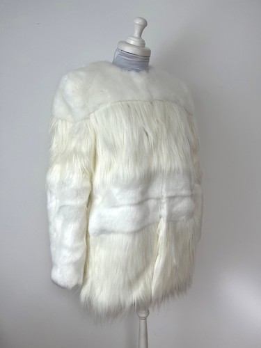 ZARA Cappotto Corto COMBINATO PELLICCIA FINTA Bianco SENZA COLLETTO Pelliccia Giacca S Nuova con etichette 2969/046 - Foto 14 di 20