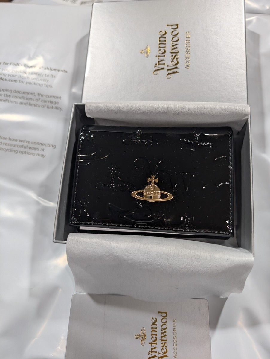 Vivienne Westwood Tri-fold Wallet Black Enamel Orb Outlet