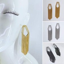 Long Drop Dangle Chain Tassel Earrings